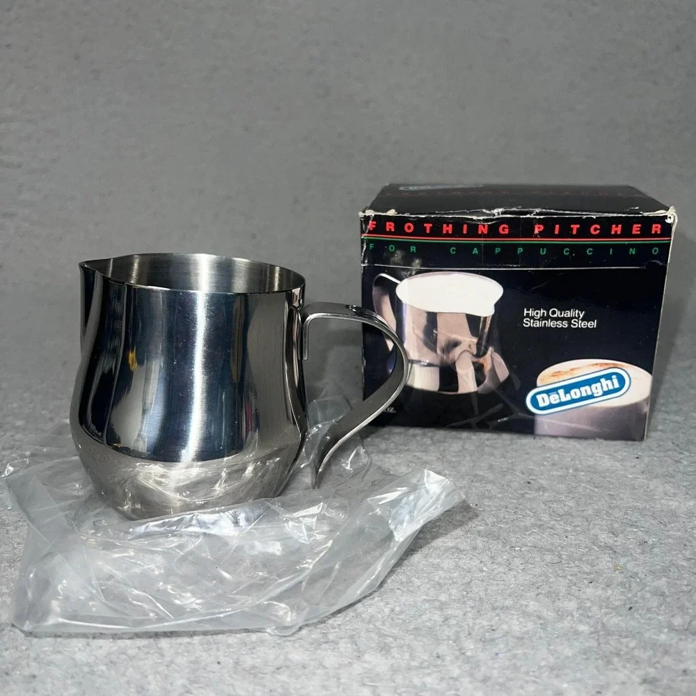 DeLonghi Espresso Frothing Pitcher Stainless Steel Jug 10oz Capuccino Creamer